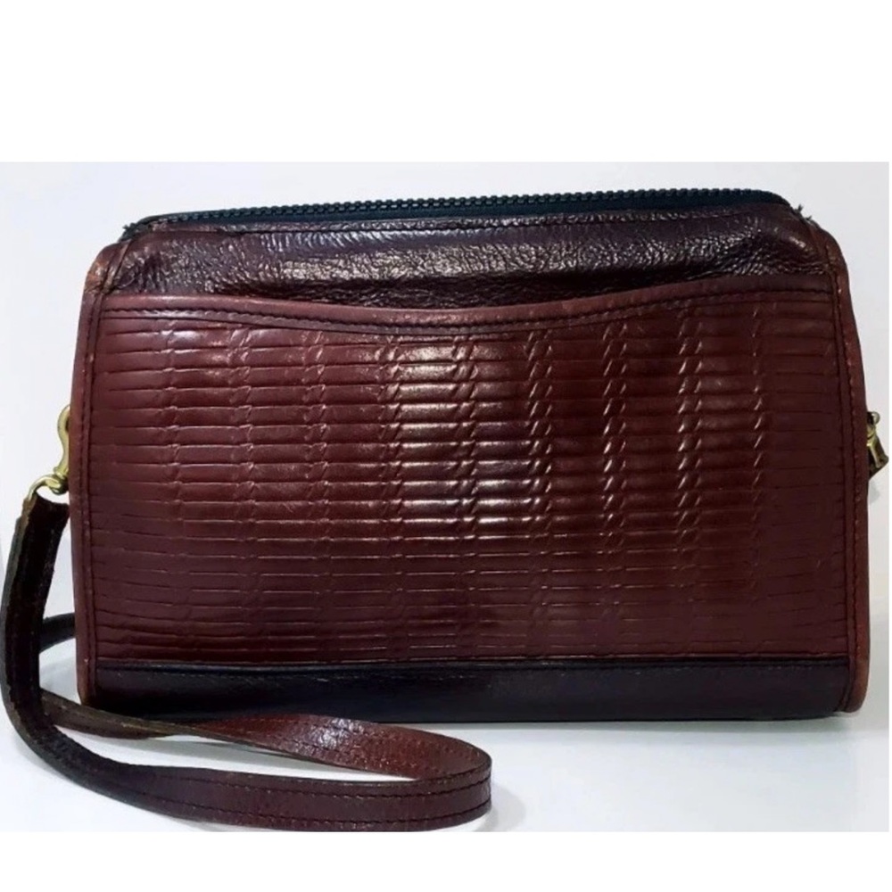 Jack Georges Vintage Woven Leather Crossbody/Shoulder Handbag - Brown -RARE